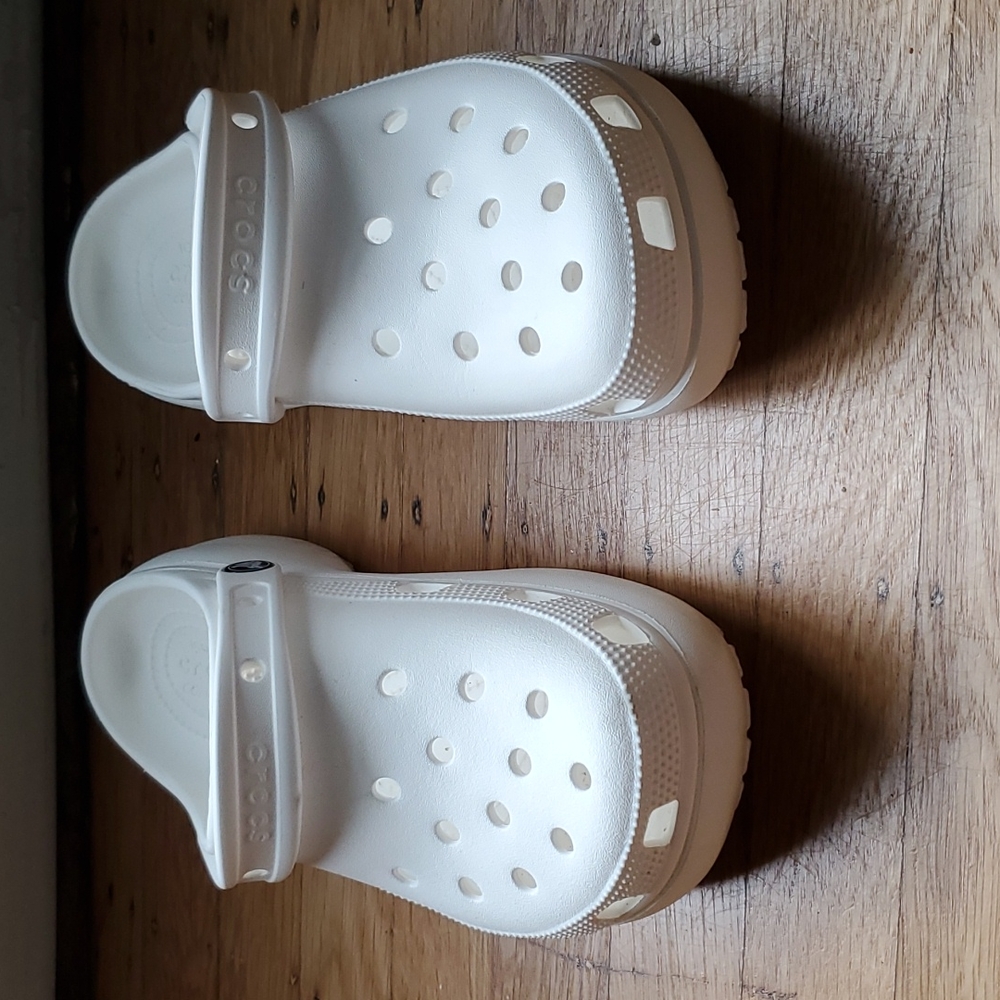 platform white crocs